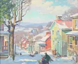 Garnet Jex, Sledding, Oil on canvas