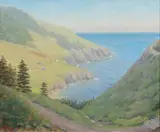 Arnold Warburton Lahee, Nova Scotia Cliffs by the Shore, Oil on canvas