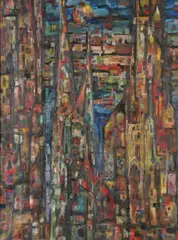 May Janko, Moonlight Over Manhattan, Oil on canvas