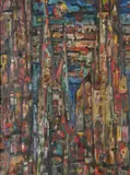 May Janko, Moonlight Over Manhattan, Oil on canvas
