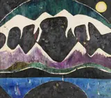 May Janko, Harbor Moonscape, Oil on canvas