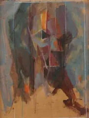 Earl Kerkam, Self-Portrait, Mixed media on board
