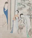 Anonymous, Court Lady with Attendant in Pavilion, Ink and color on silk