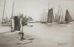 Eugene Paul Metour, Bugeyes & Schooners Annapolis, Etching