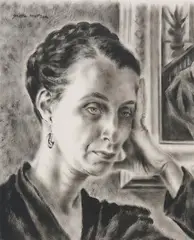 Greta Wilhelmina Matson, Portrait of a Woman, Charcoal on paper