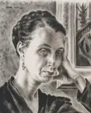 Greta Wilhelmina Matson, Portrait of a Woman, Charcoal on paper