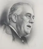 Morris J. Kallem, Franklin Delano Roosevelt, Charcoal on paper