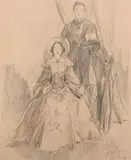 Harold Winfield Scott, Civil War Era Couple: Sketch for Saturday Evening Post, Pencil, charcoal and watercolor on paper