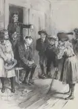 Walter Granville-Smith, Children Playing a Guessing Game, Ink, chalk, and watercolor with white heightening