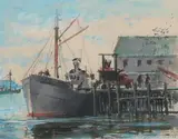 Frank T. Beatty, Unloading Red Fish, Pastel on paper
