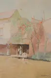 Bertha S. Menzler, Washing Day, Watercolor
