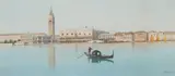 Eugenio Benvenuti, The Grand Canal with Gondola, Watercolor