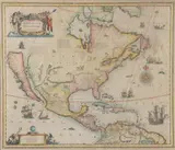Hendrick Hondius, America Septentrionalis, Engraving with hand coloring
