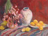 Helen Schnauffer, Still Life with Lemons, Oil on canvas board