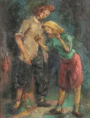 Charles John Dickman, Two Women, Oil on canvas