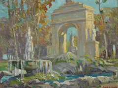 Fountains by Ossip L. Linde, Oil on panel, sold Apr 2007