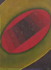 John Robert Dunkle, Red Oval, Oil on board