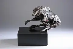 Judith Brown, War Horse, 1969, Bronze, with dark brown patina, designed to pivot on black slate plinth
