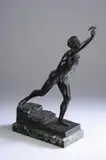 Max Kruse, Nenikhkamen, Bronze, with dark brown patina, on green mottled marble base