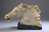 V. Vanni, Head of a Stallion, Alabaster on a black marble base