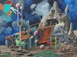 John Robert Dunkle, Surrealist Landscape, Oil on panel