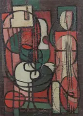 Jean Xceron, Peinture, Oil on wood panel