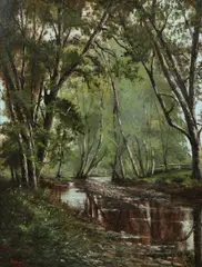 Benjamin F. Tryon, Artists Brook, Oil on board