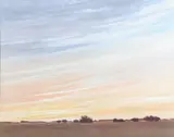 Tallie Moore Bush, West Texas Sunset, Gouache on paper