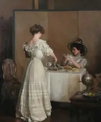 William McGregor Paxton, Tea Leaves, Oil on canvas