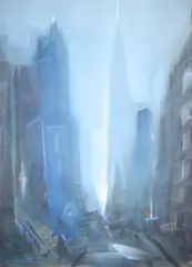 Leon Louis Dolice, Untitled, NEW YORK AT NIGHT, pastel and watercolor