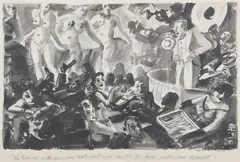 Reginald Marsh, Oh How We Wish You Poor Little Shut-Ins Could Be Here with Us Tonight, Ink wash