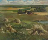 Summer Fields with Distant Village by Mogens Vantore Aka Erik M. Christian, Oil on canvas, offered Apr 2007