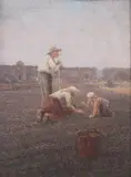 Potato Harvesters by Continental School, Oil on board, sold Apr 2007