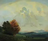 Gustav Lüttgens, Autumn Trees in Valley, Oil on canvas