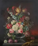 Oskar R. Dogarth, Floral Still Life, Oil on masonite