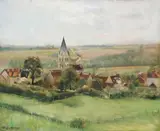 Alfred Lavergne, French Village, Oil on canvas