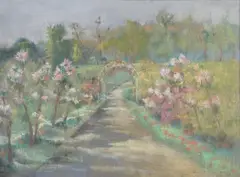 The Parisian Garden by Ernest Quost, Pastel on canvas, offered Apr 2007