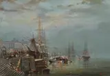 Stanilas Gorin, Port Scene, Oil on canvas