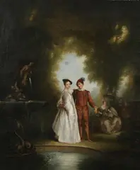 Untitled by Nicolas Lancret, CONVERSATION GALANTE, oil on canvas, sold Apr 2007