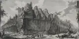 Giovanni Battista Piranesi, SUBSTRUCTURE OF THE BUSTUM OF CAESAR AUGUSTUS, (Reliquiae substructionum Busti Caesaris Augusti) Plate XXII from first edition of Il Campo Marzio dell'Antica Roma, published Rome 1762