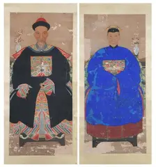Ancestors by Anonymous, Two ink and color on paper scrolls, sold Jun 2007