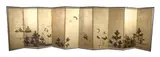 Yoshimura Shuzan, Cranes, Ink on gold leaf paper ten fold screen, signed