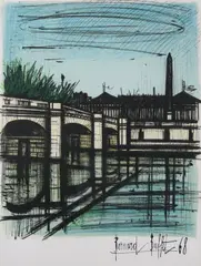 Untitled by Bernard Buffet, LE PONT DE LA CONCORDE, color lithograph, sold Jun 2007