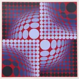 Geometric Abstract by Victor Vasarely, Color silkscreen - Plate: 19 1/2 in. x 19 1/2 in, sold Jun 2007