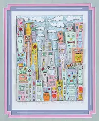 Untitled by James Rizzi, SMELL THE FLOWERS, signed, titled, dated 85 and numbered 125/150 in lower margin. 3-D serigraph, offered Jun 2007