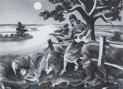 John de Martelly, Old Moon, Lithograph - Plate 10 in. x 13 3/4 in