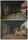 Marion Dyer, GOING TO PASTURE and RETURN OF THE FLOCK: TWO WORKS, each signed lower left, Oil on canvas