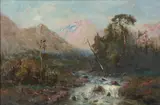 C. Eaton, Mountain Landscape with Stream, Oil on canvas