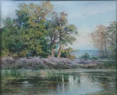 Hélène Marechal, Pond in Springtime, Pastel on paper