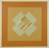 Geometric Abstract in Orange by American School, GEOMETRIC ABSTRACT IN ORANGE, oil on canvas, offered Jun 2007